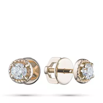 Пусеты из желтого золота с бриллиантами э0301пс02200214