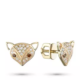 Пусеты из желтого золота с бриллиантами э0301пс02211007