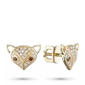 Пусеты из желтого золота с бриллиантами э0301пс02211007