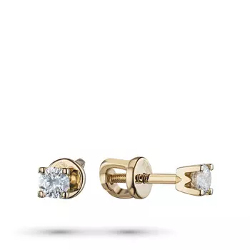 Пусеты из желтого золота с бриллиантами э0301пс02220202