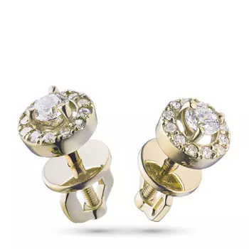 Пусеты из желтого золота с бриллиантами э0301пс03150200