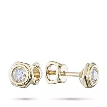 Пусеты из желтого золота с бриллиантами э0301пс03210203