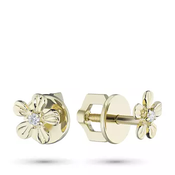 Пусеты из желтого золота с бриллиантами э0301пс04156000