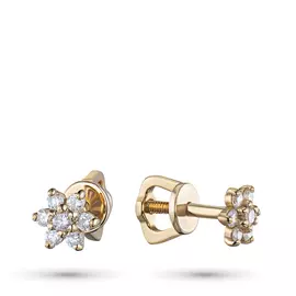 Пусеты из желтого золота с бриллиантами э0301пс04164400