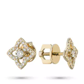 Пусеты из желтого золота с бриллиантами э0301пс04185900