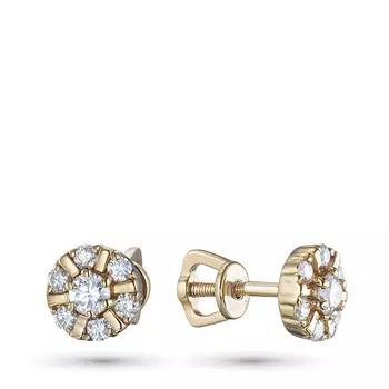 Пусеты из желтого золота с бриллиантами э0301пс04200760