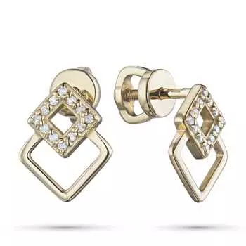 Пусеты из желтого золота с бриллиантами э0301пс04201414