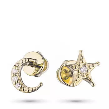 Пусеты из желтого золота с бриллиантами э0301пс04202767