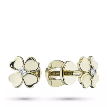 Пусеты из желтого золота с бриллиантами э0301пс04202805