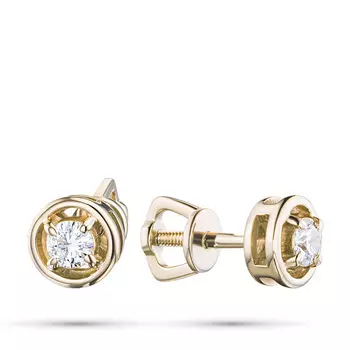 Пусеты из желтого золота с бриллиантами э0301пс04203000