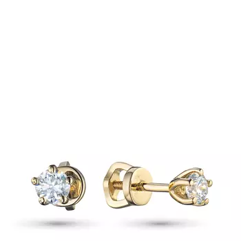 Пусеты из желтого золота с бриллиантами э0301пс04220204