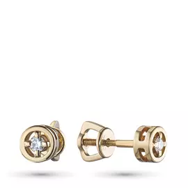 Пусеты из желтого золота с бриллиантами э0301пс05157700