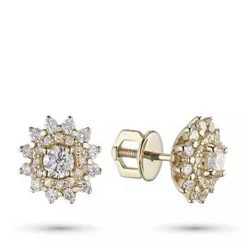 Пусеты из желтого золота с бриллиантами э0301пс05165100