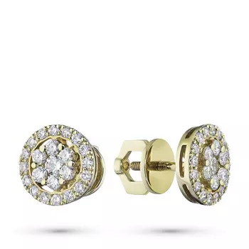 Пусеты из желтого золота с бриллиантами э0301пс05165600