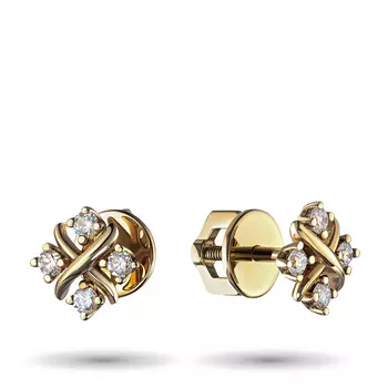 Пусеты из желтого золота с бриллиантами э0301пс06160700