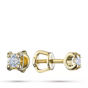 Пусеты из желтого золота с бриллиантами э0301пс06200855