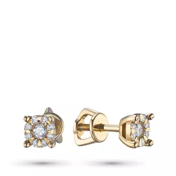 Пусеты из желтого золота с бриллиантами э0301пс06210113