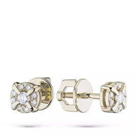 Пусеты из желтого золота с бриллиантами э0301пс07183200