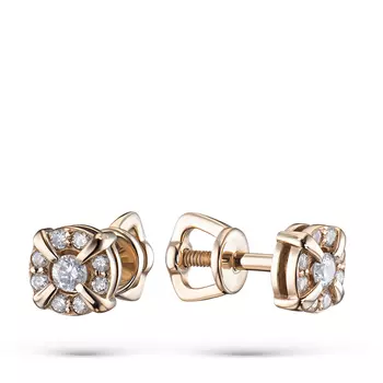 Пусеты из желтого золота с бриллиантами э0301пс07183200