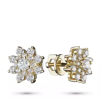 Пусеты из желтого золота с бриллиантами э0301пс07190500