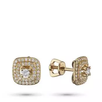 Пусеты из желтого золота с бриллиантами э0301пс07210131