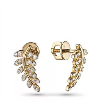 Пусеты из желтого золота с бриллиантами э0301пс07210702