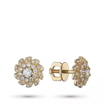 Пусеты из желтого золота с бриллиантами э0301пс08210701