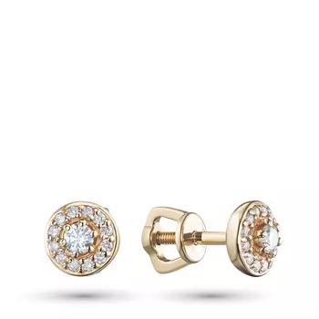 Пусеты из желтого золота с бриллиантами э0301пс09172600