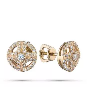 Пусеты из желтого золота с бриллиантами э0301пс09210105