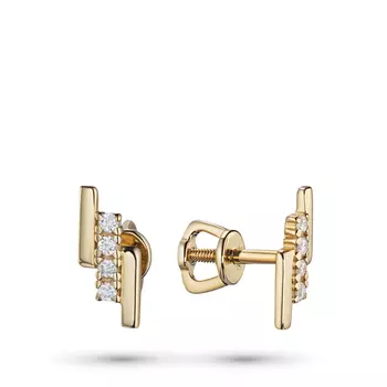 Пусеты из желтого золота с бриллиантами э0301пс09210111