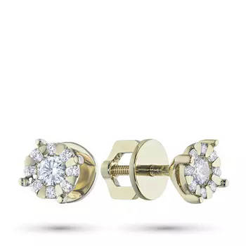 Пусеты из желтого золота с бриллиантами э0301пс10153800