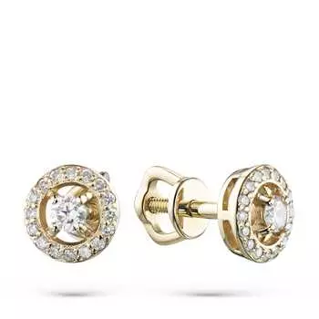 Пусеты из желтого золота с бриллиантами э0301пс10177400