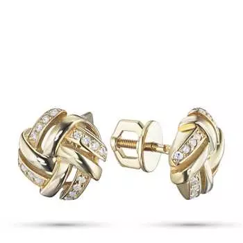 Пусеты из желтого золота с бриллиантами э0301пс10210958