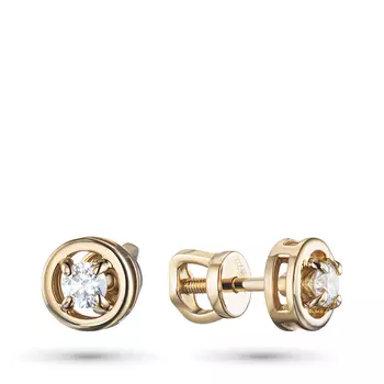 Пусеты из желтого золота с бриллиантами э0301пс11134200