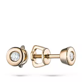 Пусеты из желтого золота с бриллиантами э0301пс12151100