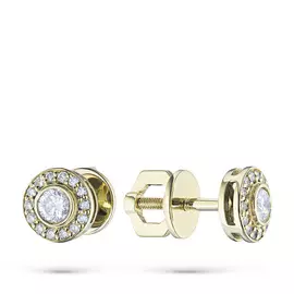 Пусеты из желтого золота с бриллиантами э0301пс02150500