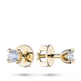 Пусеты из желтого золота с бриллиантами п03с041529