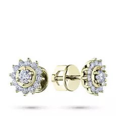 Пусеты из желтого золота с бриллиантами п03с051654