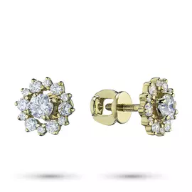 Пусеты из желтого золота с бриллиантами п03с051655