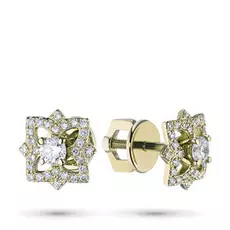 Пусеты из желтого золота с бриллиантами п03с081881