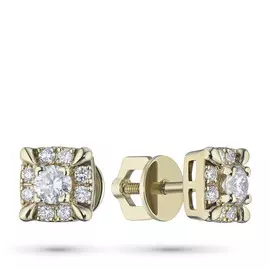 Пусеты из желтого золота с бриллиантами п03с111706