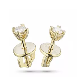 Пусеты из желтого золота с бриллиантом э0301пс02160100