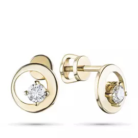 Пусеты из желтого золота с бриллиантом э0301пс02200212