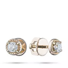 Пусеты из желтого золота с бриллиантом э0301пс02200214