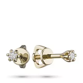 Пусеты из желтого золота с бриллиантом э0301пс03201030