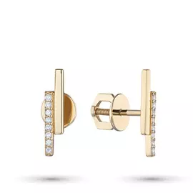 Пусеты из желтого золота с бриллиантами э0301пс03210509