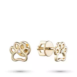 Пусеты из желтого золота с бриллиантом э0301пс04200824