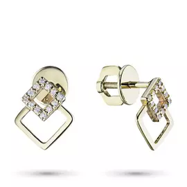 Пусеты из желтого золота с бриллиантом э0301пс04201414