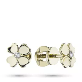 Пусеты из желтого золота с бриллиантом э0301пс04202805