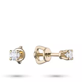 Пусеты из желтого золота с бриллиантом э0301пс04202989